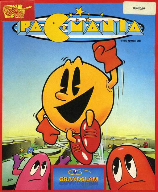 Pacmania box art for Amiga